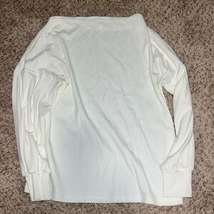 Cream colored ribbed boatneck shirt with ballooned sleeves size medium